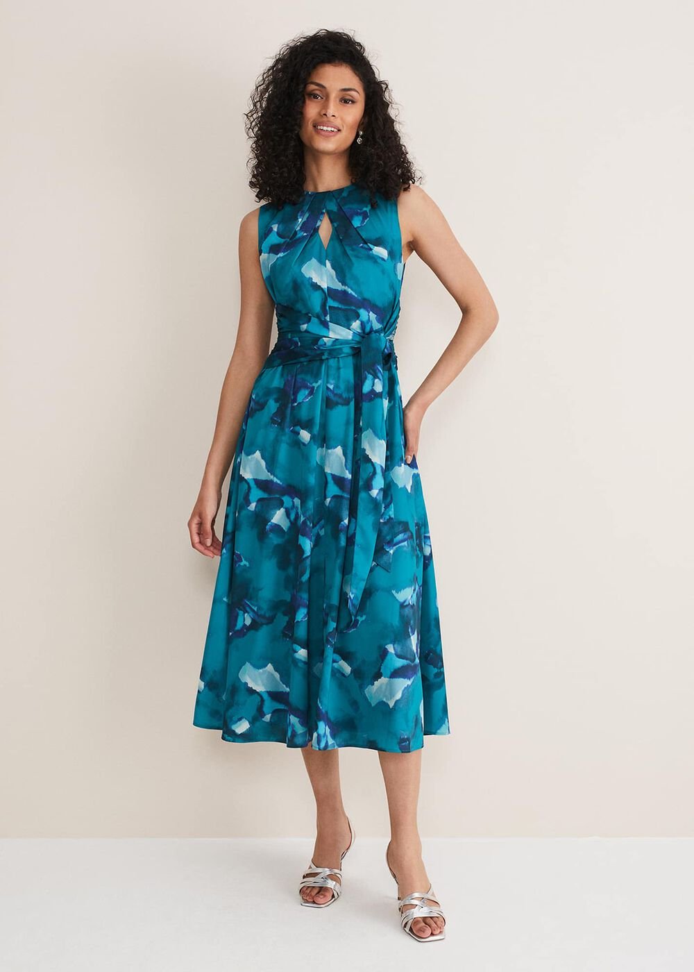 Corrin Butterfly Print Midi Dress Malachite/Multi