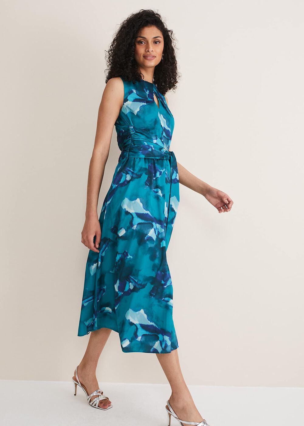 Corrin Butterfly Print Midi Dress Malachite/Multi