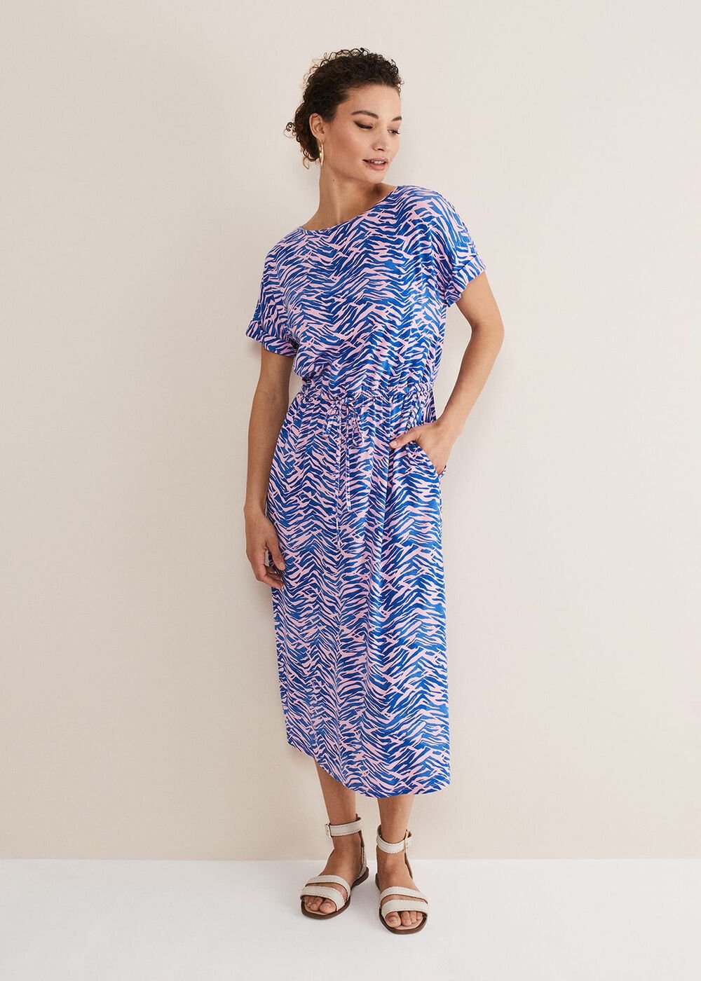 Alina Zebra Print Jersey Dress Pink/Blue