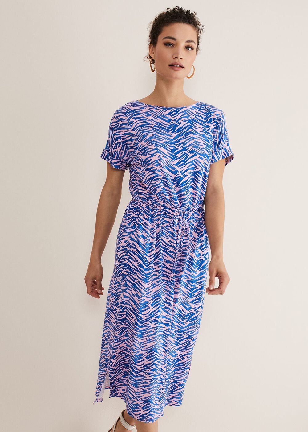 Alina Zebra Print Jersey Dress Pink/Blue