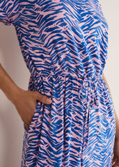 Alina Zebra Print Jersey Dress Pink/Blue