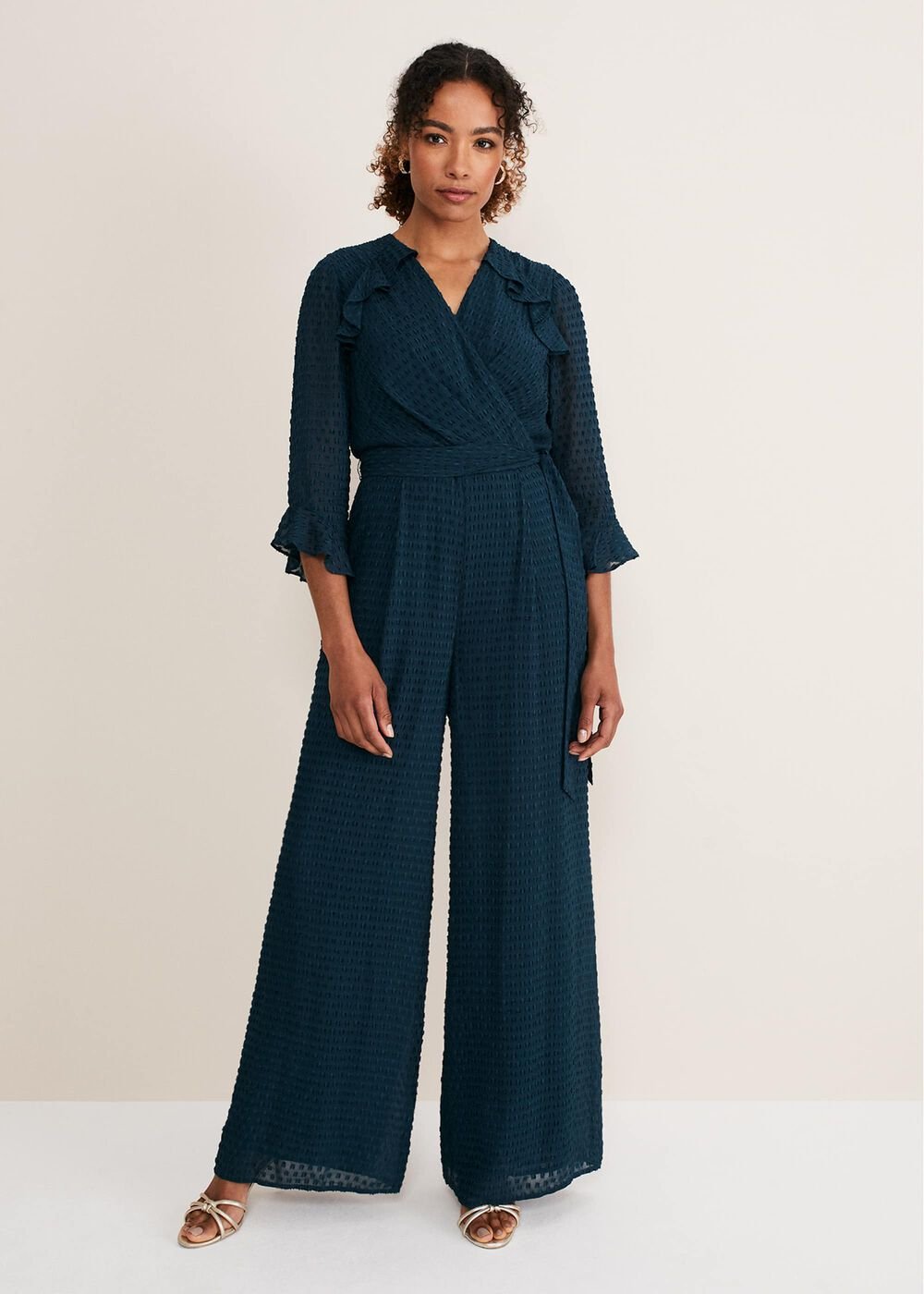 Hattie Wrap Wide Leg Jumpsuit Ocean