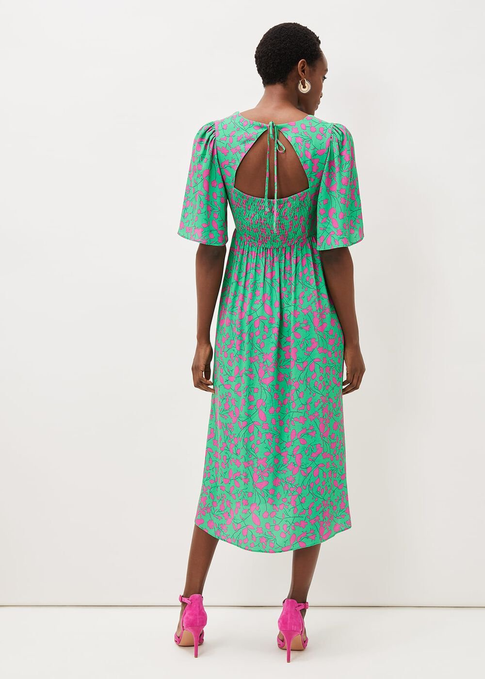 Ayesha Zebra Print Midi Dress Pink/Green