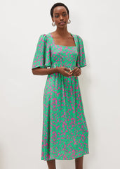 Ayesha Zebra Print Midi Dress Pink/Green