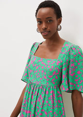 Ayesha Zebra Print Midi Dress Pink/Green