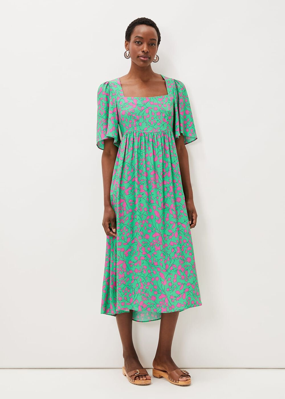 Ayesha Zebra Print Midi Dress Pink/Green