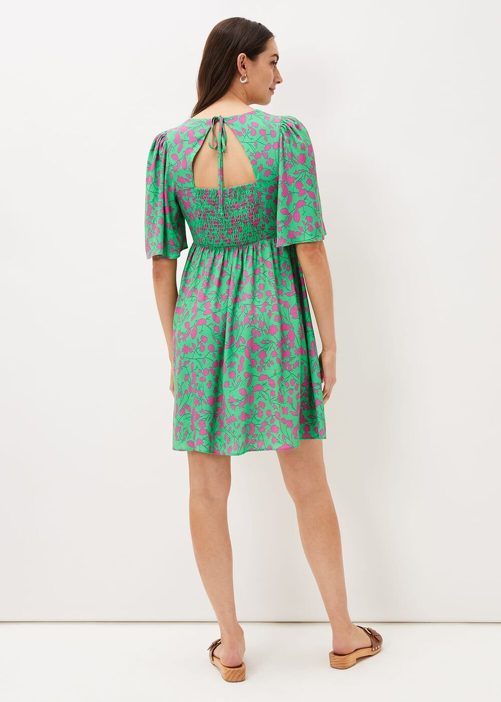 Ayesha Floral Swing Dress Pink/Green