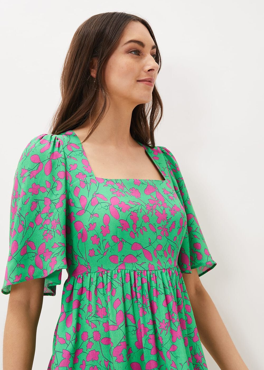 Ayesha Floral Swing Dress Pink/Green