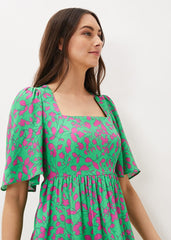 Ayesha Floral Swing Dress Pink/Green