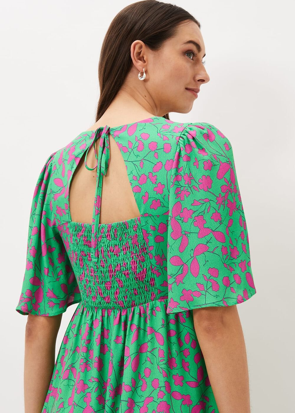 Ayesha Floral Swing Dress Pink/Green