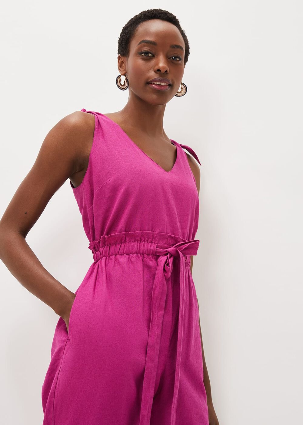 Chessie Linen Tie Jumpsuit Orchid
