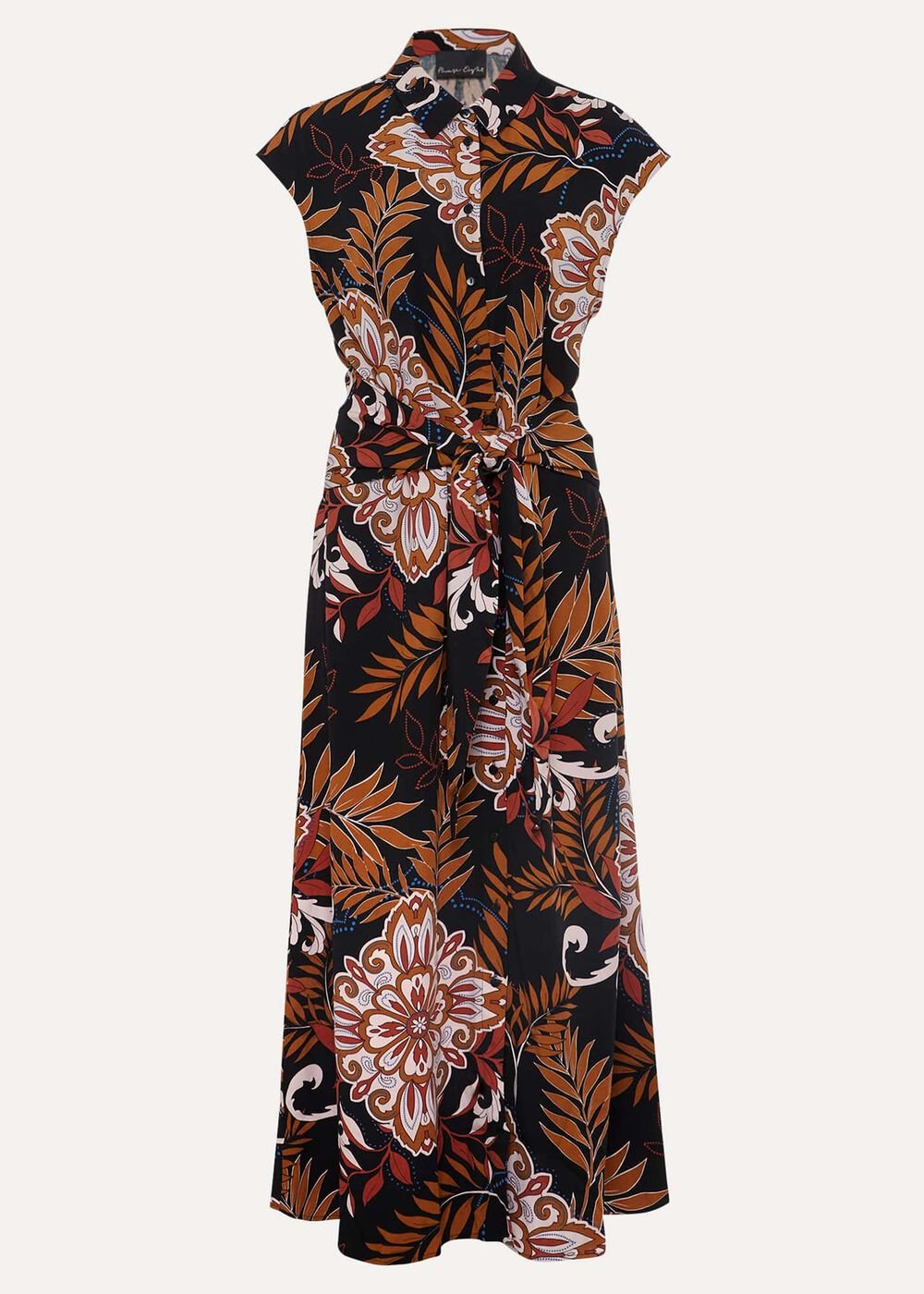 Estelle Paisley Tie Waist Dress Black/Multi