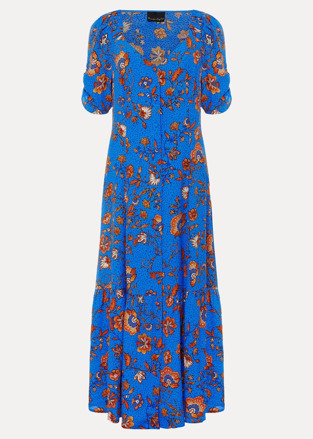 Adriel Paisley Midi Dress Blues/Orange