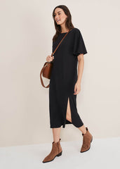 Haden Side Split Midi Dess Charcoal