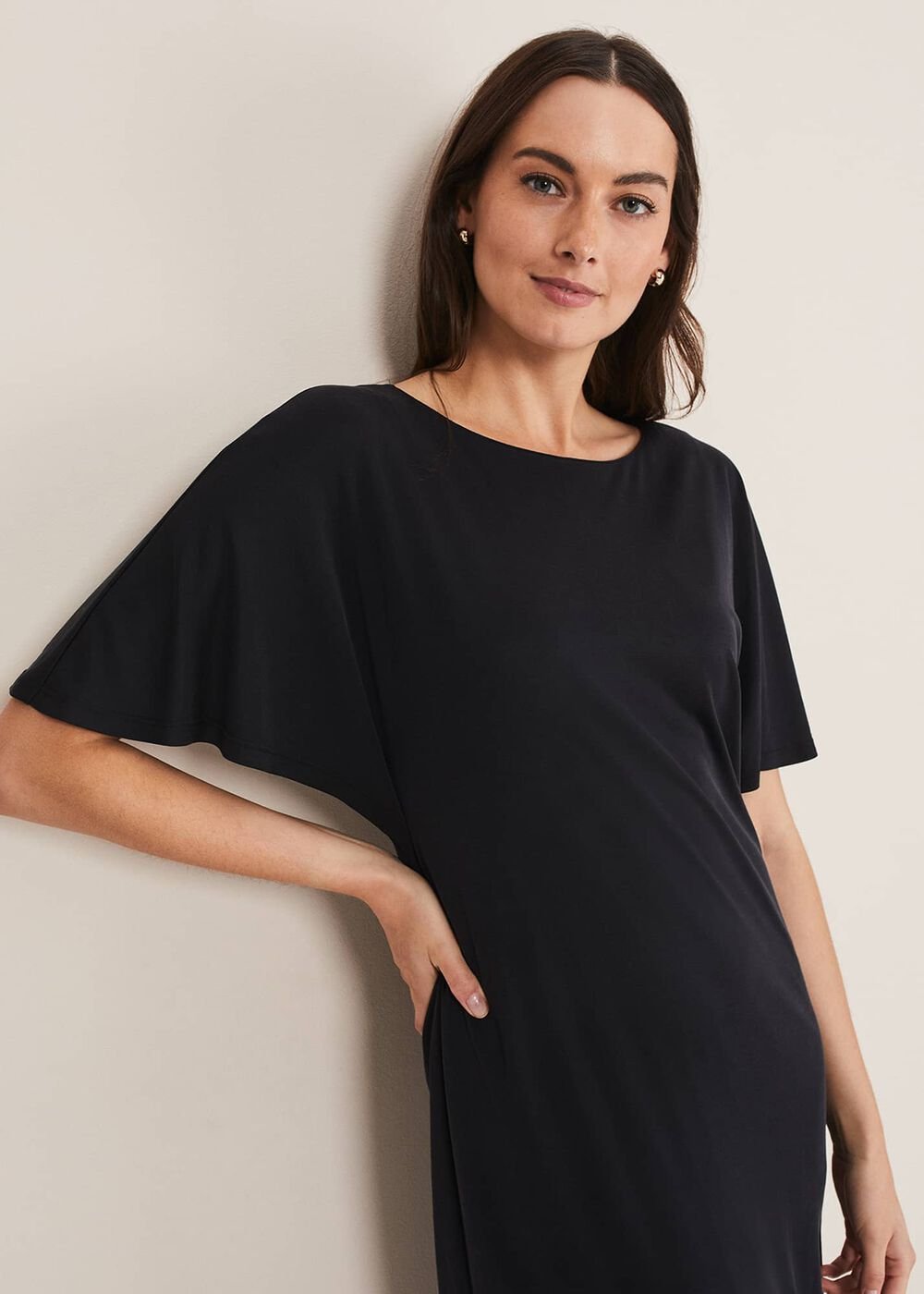Haden Side Split Midi Dess Charcoal