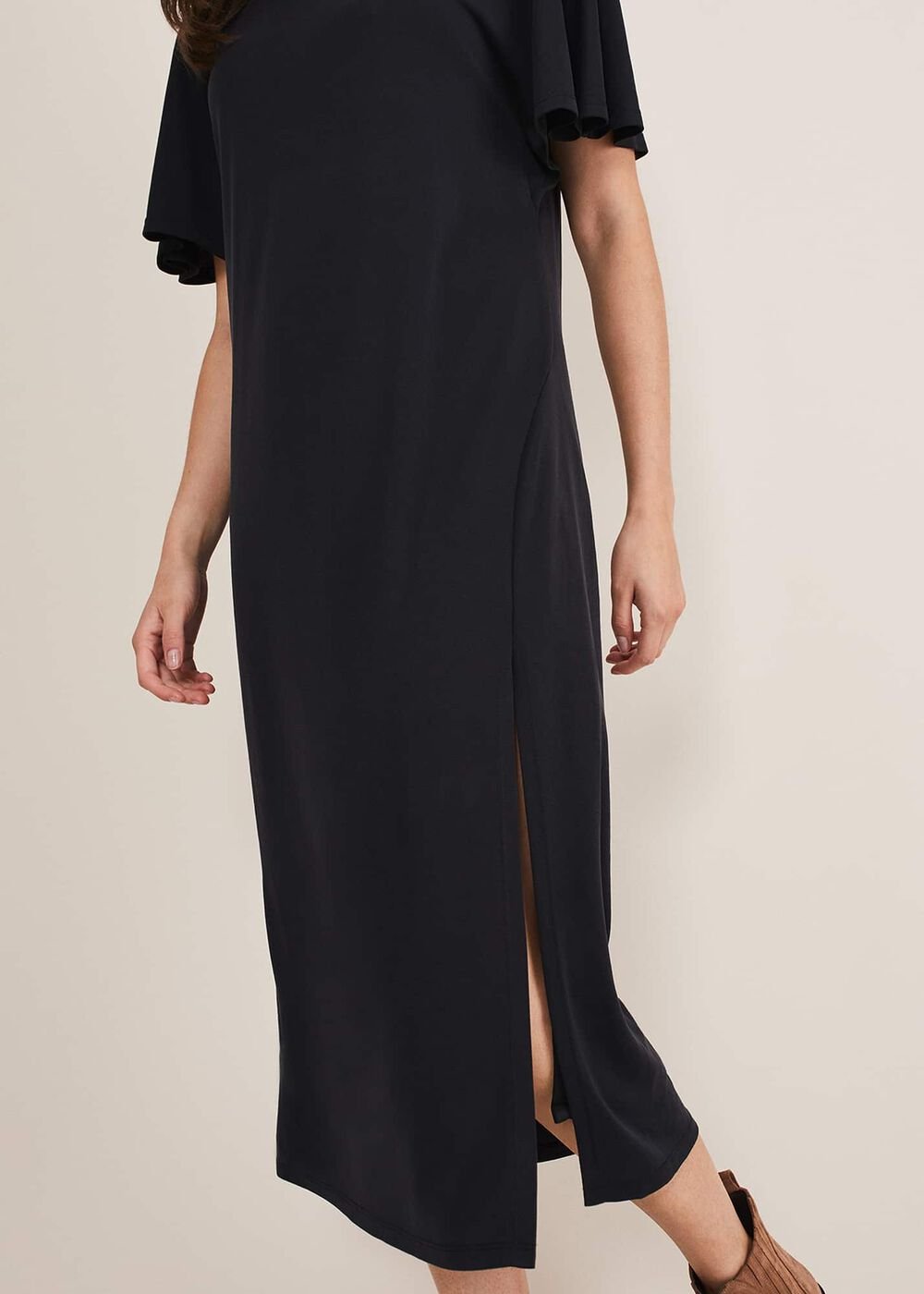 Haden Side Split Midi Dess Charcoal