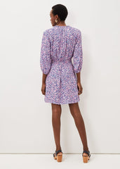Phillipa Almond Print Short Dress Pink Multi