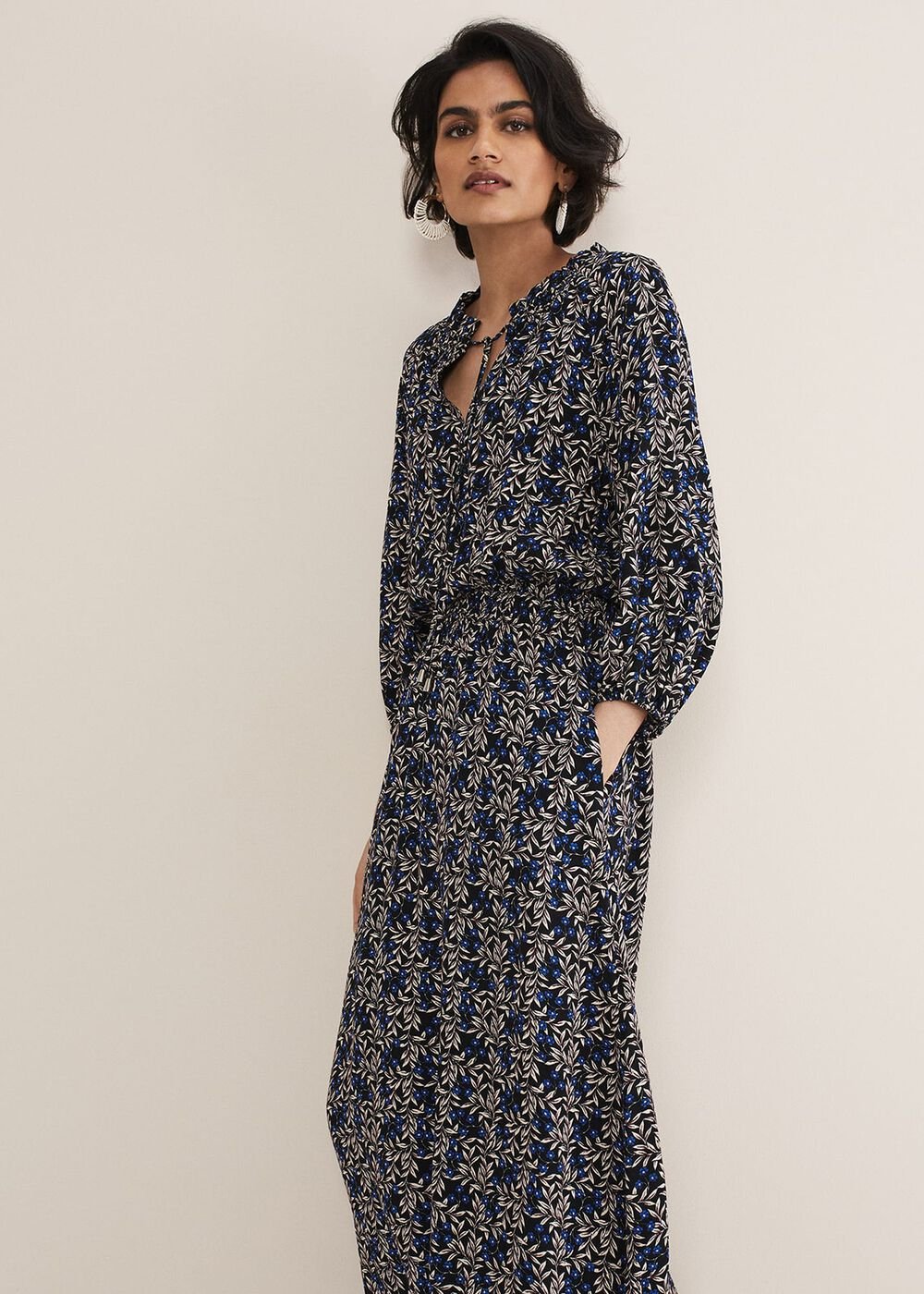 Phillipa Poppy Midi Dress Navy