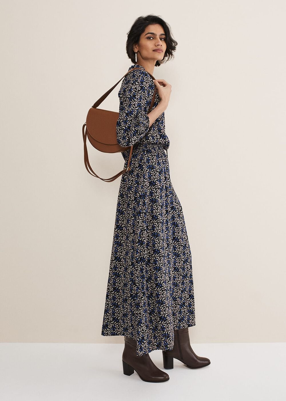 Phillipa Poppy Midi Dress Navy