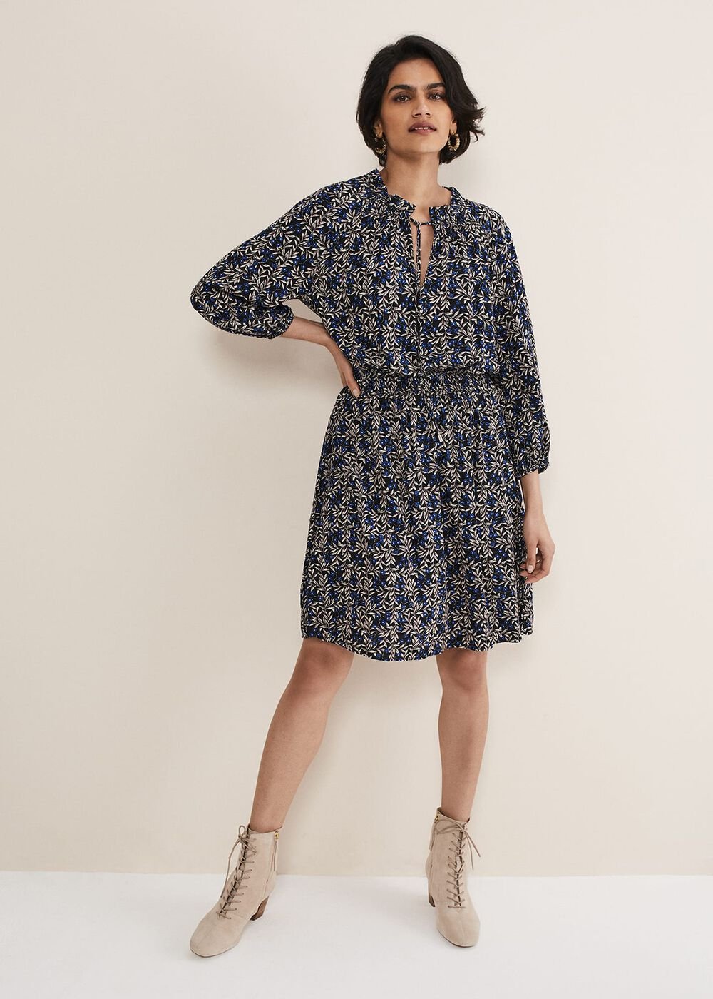 Phillipa Floral Swing Dress Navy