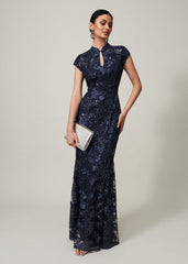Sofia Embroidered Sequin Dress Black/Midnight
