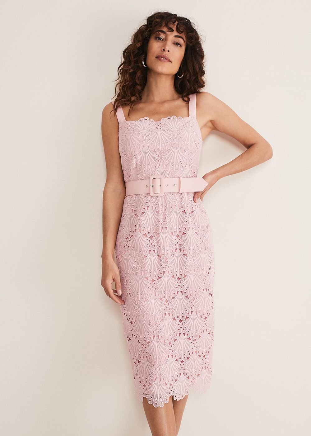 Carrie Midi Lace Dress Clay