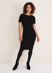 Elsa Ribbed Short Sleeve T-Shirt Dress Black