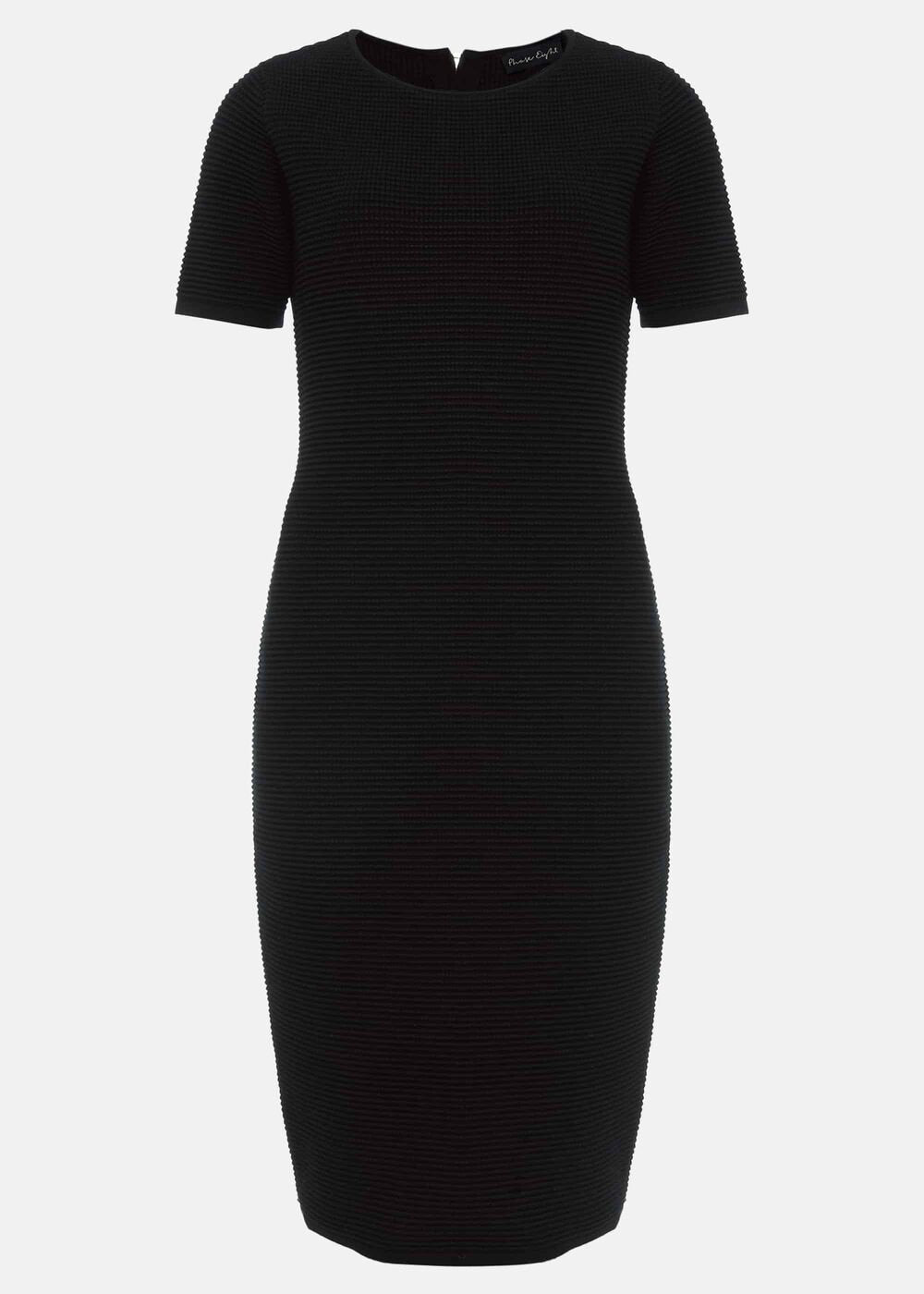 Elsa Ribbed Short Sleeve T-Shirt Dress Black