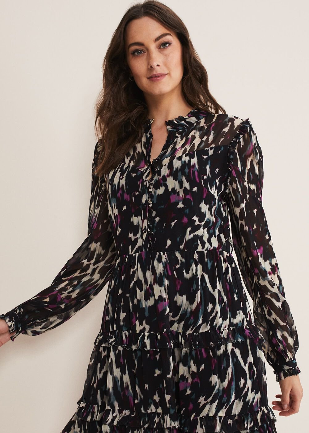 Millicent Print Tiered Dress Multi-Coloured