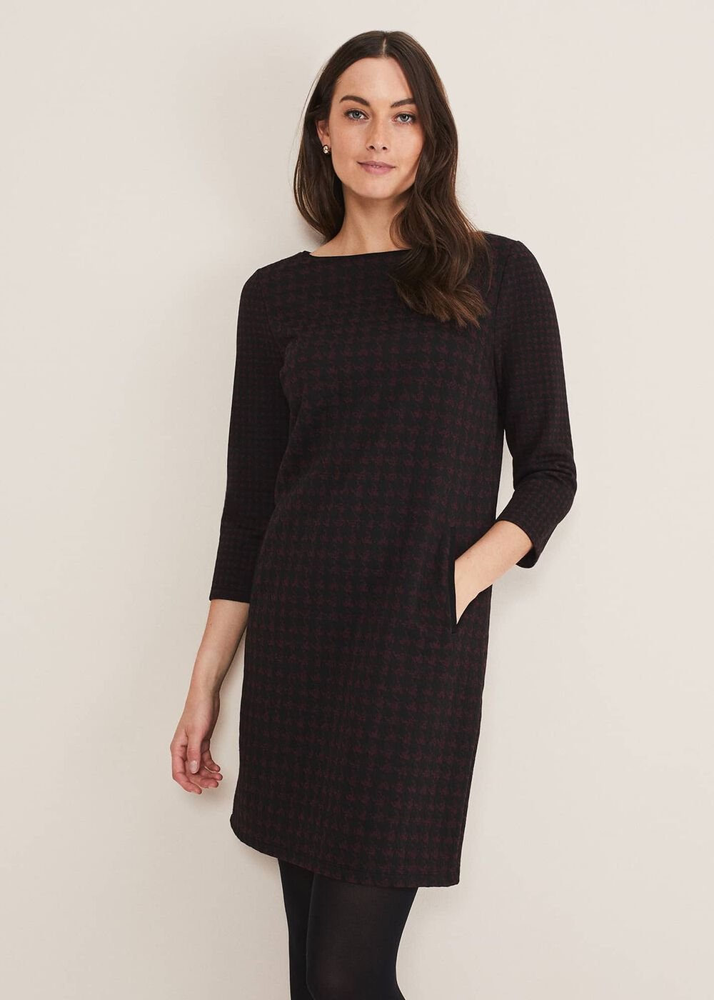 Lenia Check Dress Black/Pewter