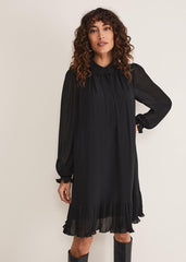 April Pleat Dress Black