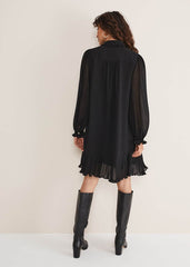 April Pleat Dress Black