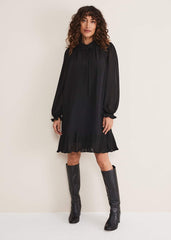 April Pleat Dress Black