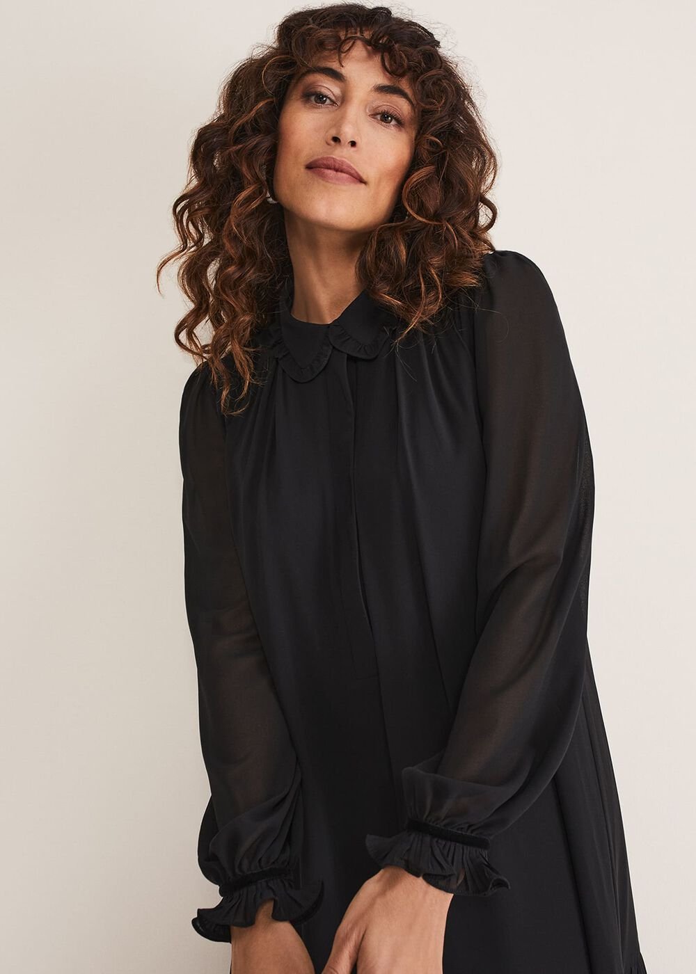 April Pleat Dress Black