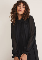 April Pleat Dress Black