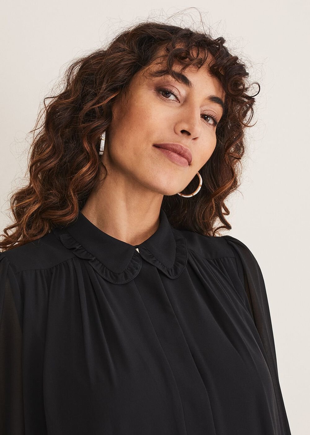April Pleat Dress Black