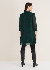 Penelope Chiffon Tiered Mini Dress Green/Black