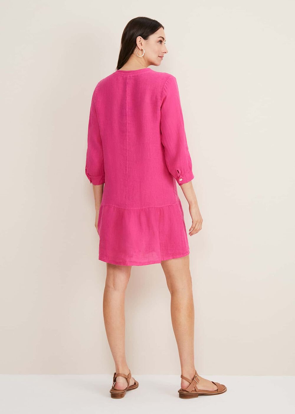 Penele Linen Swing Dress Magenta