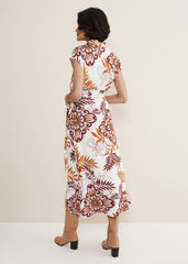 Estelle Paisley Tie Waist Dress Ivory Multi