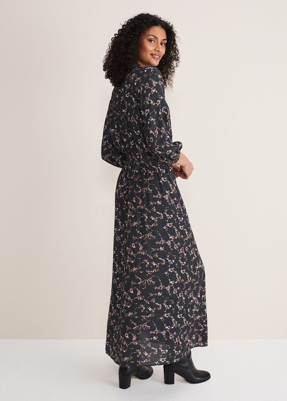Phillipa Marble Print Midaxi Dress Carbon/Multi