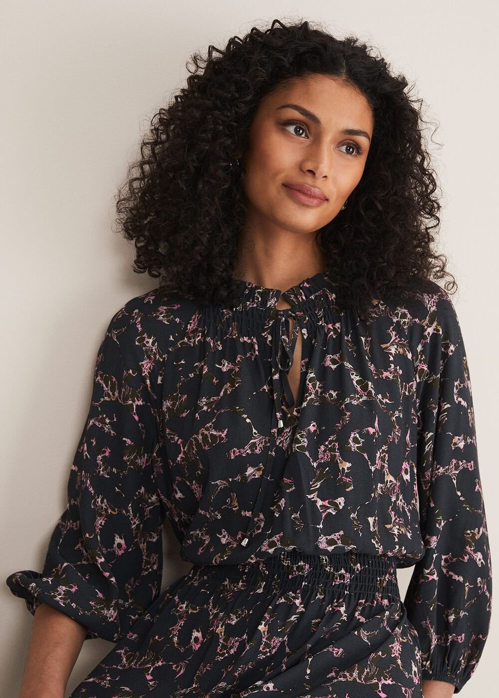 Phillipa Marble Print Midaxi Dress Carbon/Multi