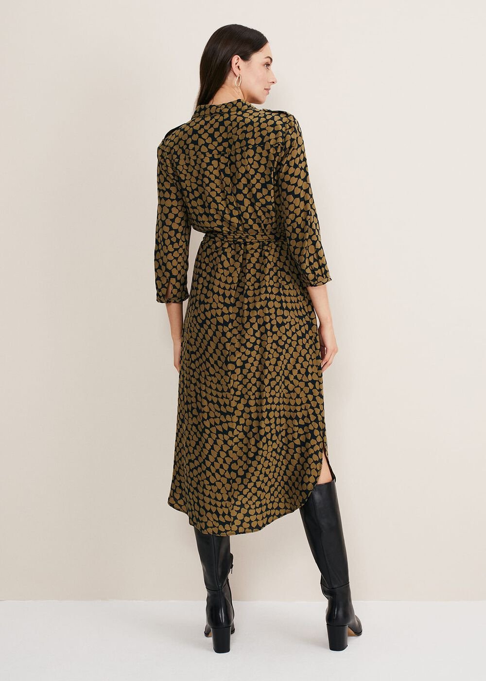 Kesia Hearts Swing Dress Khaki/Black