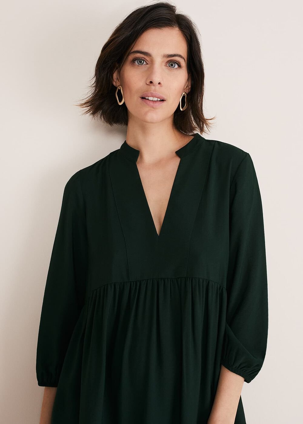 Jayde Tiered Midaxi Dress Dark Green