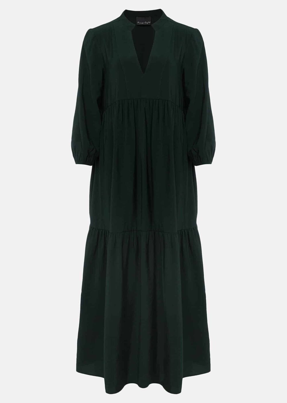 Jayde Tiered Midaxi Dress Dark Green
