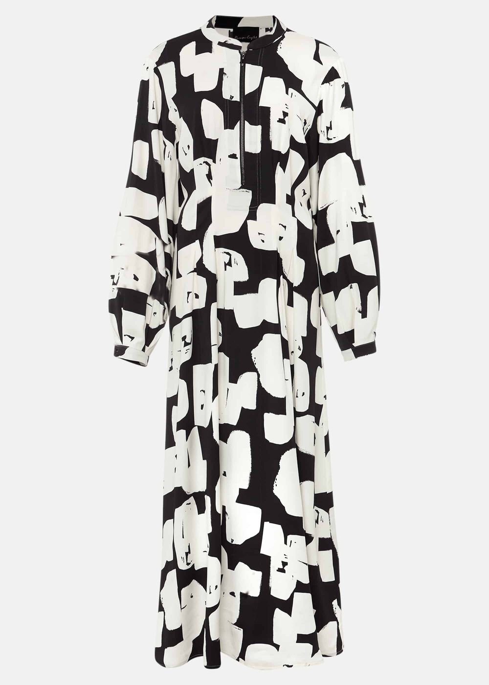 Black & White Abstract Maxi Dress Ivory/Black