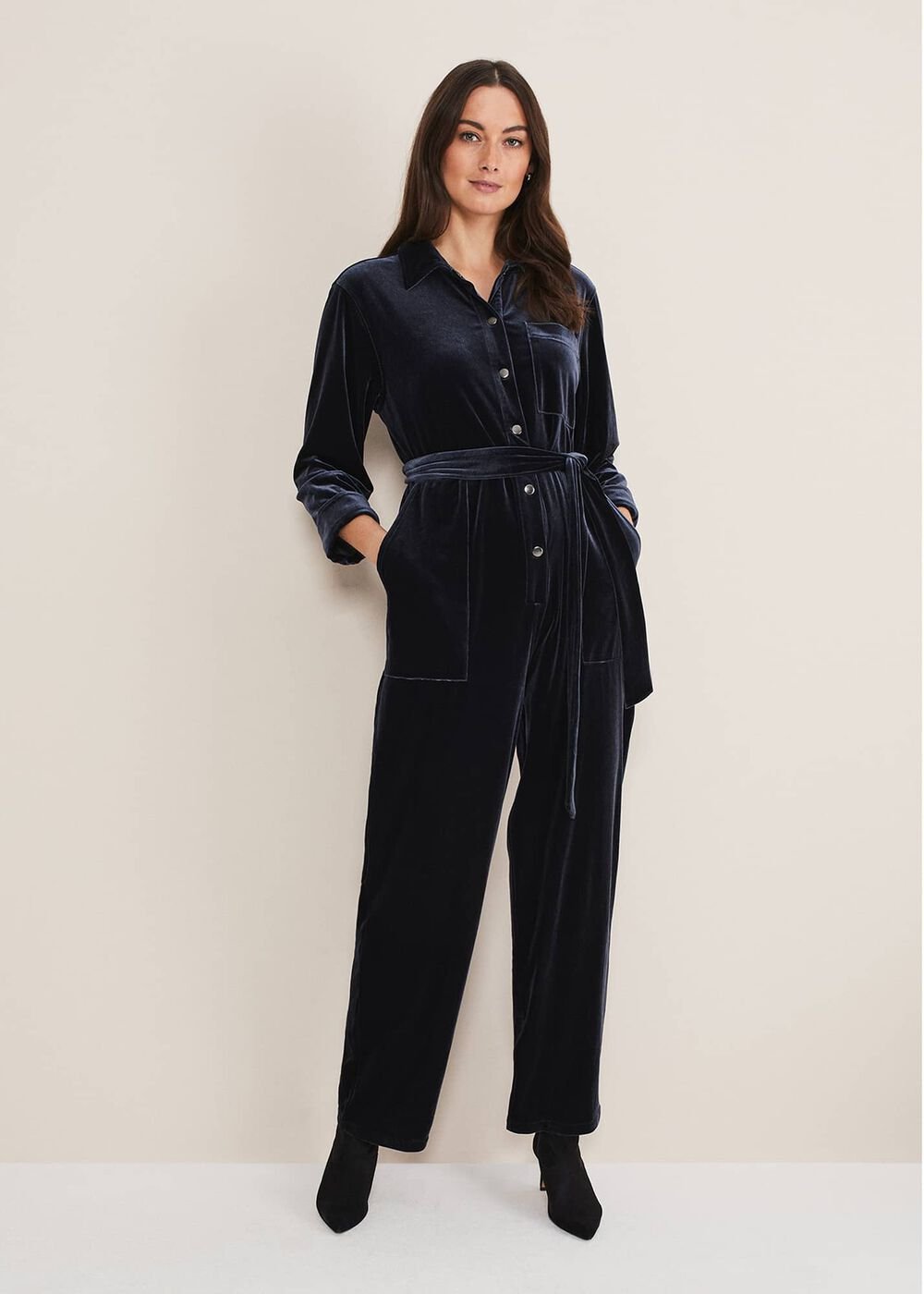 Nala Velvet Jumpsuit Charcoal