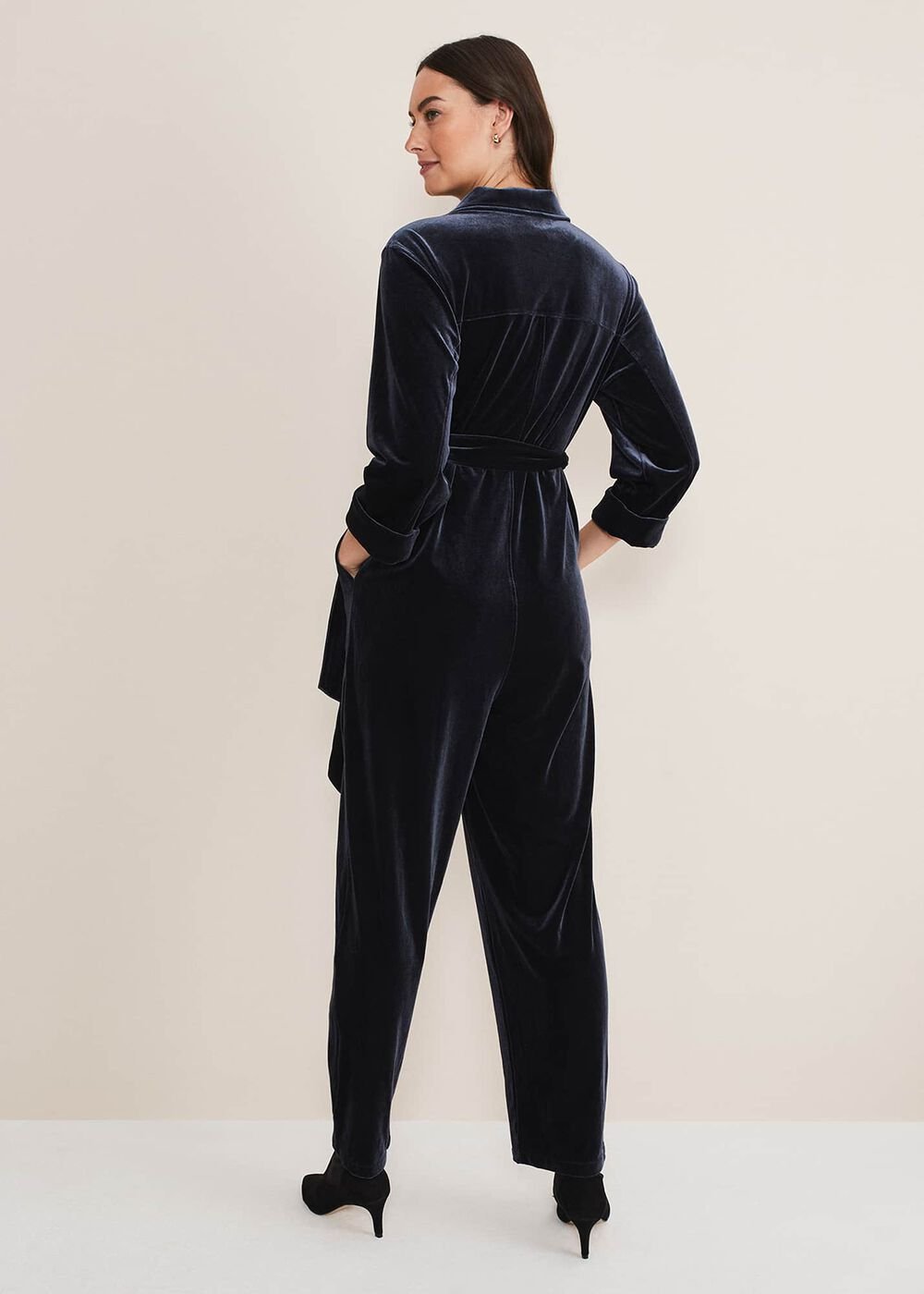 Nala Velvet Jumpsuit Charcoal