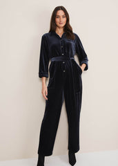 Nala Velvet Jumpsuit Charcoal
