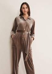 Nala Velvet Jumpsuit Mushroom