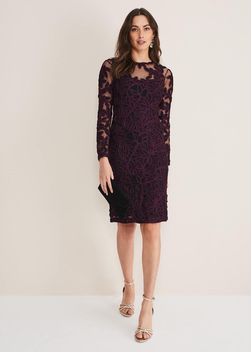 Madison Tapework Dress Black/Plum